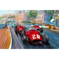 Shan Amrohvi, Oil on Canvas, 24 x 36 inch, Vintage Car painting, AC-SA-048